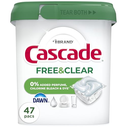 Cascade Free & Clear Dishwasher Pods Dishwasher Detergent Dish Detergent Soap Unscented 47ct