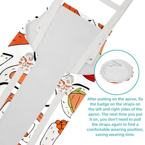 Tablier de serveuse anti-taches saumon japonais idéal pour restaurant