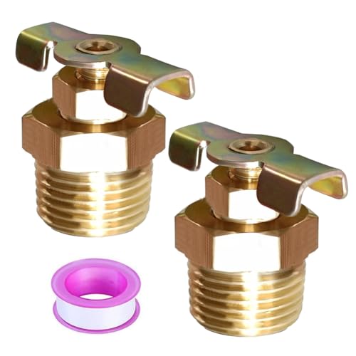 Image of 1 /2 inch NPT Brass RV Water Heater Replacement Drain Valve for RV Trailer Water Heater (Pack of 2)