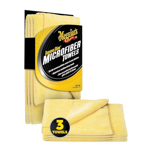 Meguiar's X2020EU Supreme Shine Microfibre Car Cleaning Towels (3 Pack), Yellow