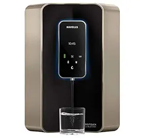 Havells Digitouch Alkaline Water Purifier (Champagne & Black), RO+UV+Alkaline, SMART TOUCH Water Dispense, Copper+Zinc+Minerals, 8 Stage Purification, 6L Tank, Suitable for Borwell & Tanker Water Also