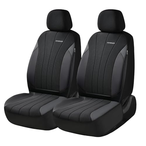 Coverado Car Seat Covers Front Seats, Auto Seat Covers Full Set, Mesh Breathable Seat Protectors, 2 Seats Black Automotive Seat Covers, Universal Fit for SUV, Sedan, Truck by Coverado - Image 6