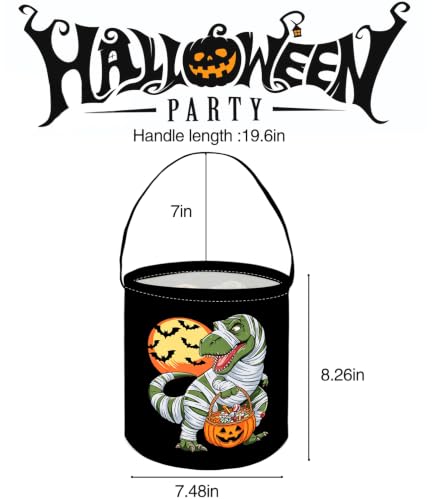 Image of ESSME Dinosaur Basket,Halloween Basket for Dinosaurs Baskets,Gifts Bins,Book Bins Empty.(Halloween Dinosaur)