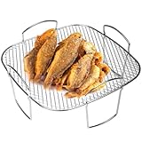 BEAZOOM Rejilla Accesorios para freidora de aire de acero inoxidable de 827 pulgadas, soporte elevado para cocción al vapor Resultados crujientes, inserto multiusos para parrilla horno y microondas