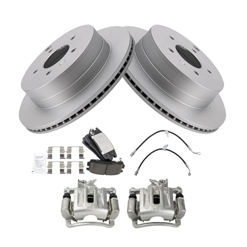 Image of TRQ Rear Brake Pad & Rotor Kit Ceramic Premium G-Coated Compatible with 2012-2015 Chevrolet Captiva Sport 2008-2010 Saturn Vue