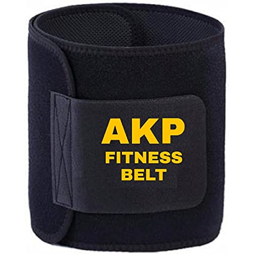 AKP Sweat Belt for Fat Loss, Sauna Slim Belt for Weight Loss Waist Trainer – Tummy Trimming Exercise for Both Men and Women (Free Size) Black Color