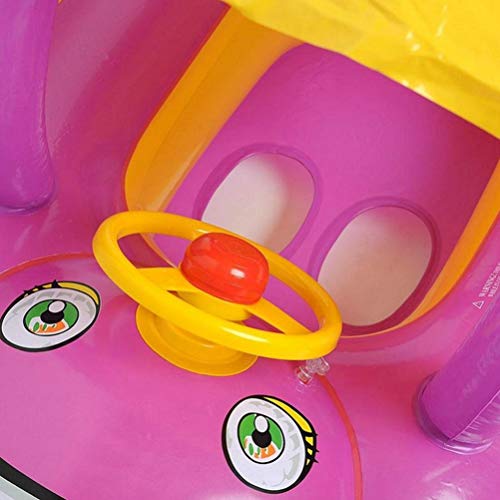 Sunfenle Boia inflável de piscina para bebês com dossel, assento de segurança de PVC para carro com