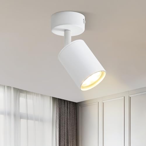 Homefire LED Deckenlampe 1 Flammig Deckenstrahler - 350° Schwenkbar Strahler GU10 Deckenleuchte Weiß flurlampe Spots Innen Deckenspot für Wohnzimmer Küche Schlafzimme Ohne Leuchtmittel