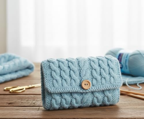 Image of ProKart Premium 4 Ply Wool Yarn, Soft and Lightweight Knitting & Crochet Yarn for Sweaters, Scarves, Hats, Baby Clothes, Purses, Gift Bags, and DIY Craft Projects. Baby Blue, 100g x 2 Pack.