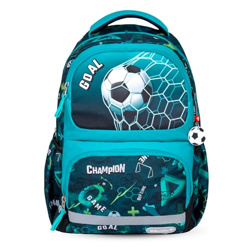 Belmil Midi Pack ergonomischer Schulrucksack für Kinder mit ergonomisch geformter Rücken, Brustgurt (338-36) (Football Goal)