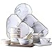 Stylowy zestaw naczyń ceramicznych, zestaw naczyń z imitacji marmuru z Phnom Penh, talerze, miski, łyżki, przechowywanie wszelkiego rodzaju żywności, sejf w kuchence mikrofalowej, 42 szt. FAQUAN