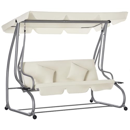 Outsunny Balancelle de Jardin 3 Places Convertible Toit...