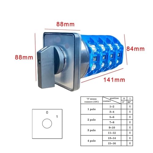 Interruptor de leva LW28 YMW26 con selector de posiciones y contacto de plata 2
