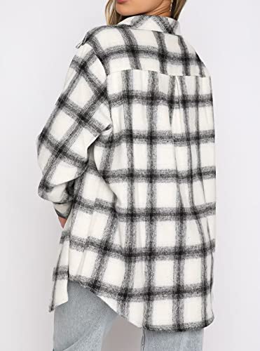 Image of Lacozy Womens Buffalo Plaid Flannel Shirt Long Sleeve Collar Button Down Blouses Tops
