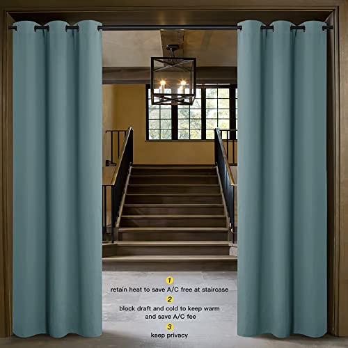 Image of NICETOWN Door Screen Cover for Air Conditioner Room, Insulated Faux Accordion Door, Privacy Draft Keep Heat Out Bedroom Kitchen Drape for Doorway (Greyish Blue, 1 Panel, 5ft Wide x 11ft Long)