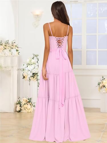 Chiffon Bridesmaid Dresses for Women Spaghetti Strap Halter Tiered A Line Formal Dress2