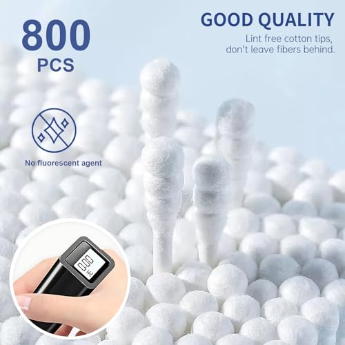 Image of Pointed Tip Cotton Swabs, 800 Count Double Tipped Precision Tips Cotton Buds Spiral Head with Paper Stick, Cotton Buds for Makeup, Personal Care, Crafts(Pointed+Spiral Head)