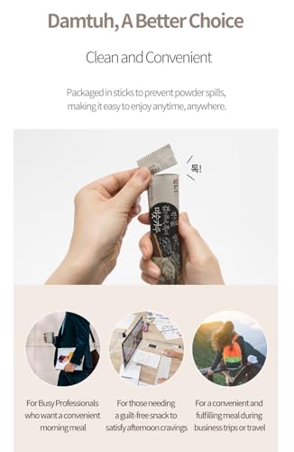 Damtuh Misugaru – Korean Black Mixed Grain Powder Drink, Traditional Multigrain Meal Replacement Shake with Black Rice, Black Beans & Sesame, 20g x 12 Sticks