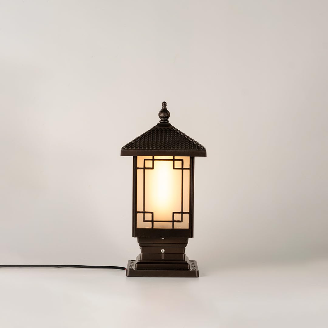 Whispering Homes | Carus Brown Outdoor Gate Light | Contemporary Pier Mount Lamp with Matte Black Finish & Frosted Glass | Outdoor Lighting for Pathway Posts, Garden Pillars & Entry Gate-image-13