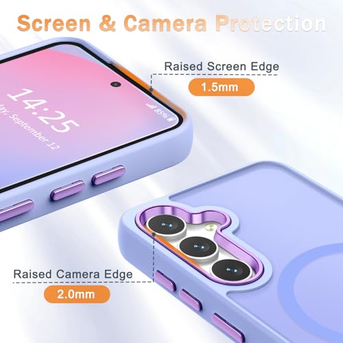 Image of for Samsung Galaxy S25 FE Case, Matte Magnetic Phone Case with 1 Screen Protector, Support for Magsafe, Translucent Frosted Shockproof Protective Cover for Samsung Galaxy S25 FE, Lavender Purple