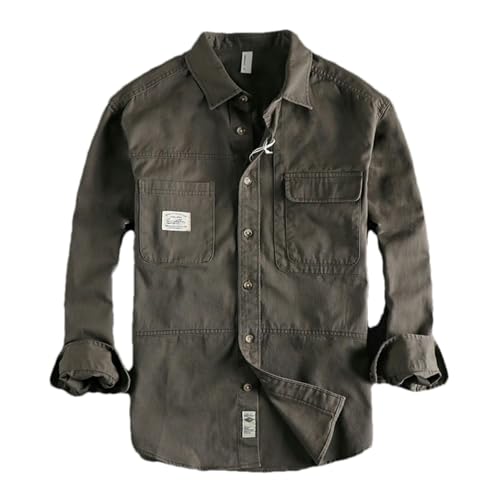 Vintage Workwear Style Men's Long-Sleeved Shirt Autumn Casual Coat2
