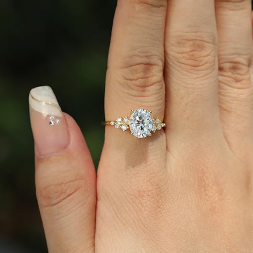 14K Gold Plated Moissanite/Cubic Zirconia Wedding Band 925 Sterling Silver 1ct/2ct/3ct Oval CZ Engagement Eternity Ring Jewelry for Her Women Size 5-93