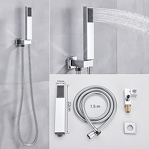 Robinet de salle de bain chrome avec système de douche mural complet 10" - 4