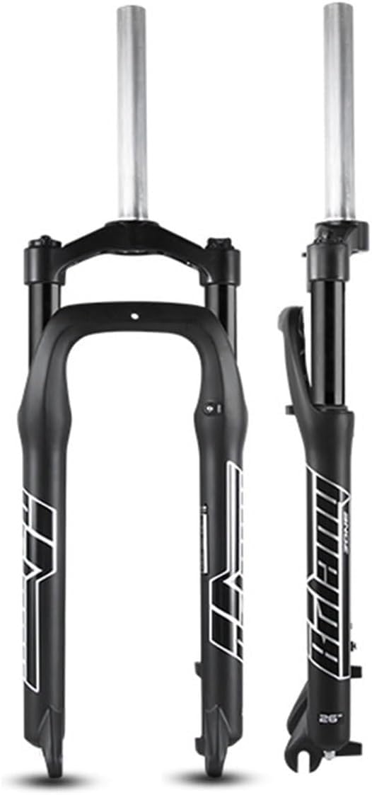 XGSUZNE Fat Tire Mountain Bike Suspension Fork 100/110mm Travel 20/26 X 4.0 Inch Snow Beach Electric Spring Front 1-1/8" Straight Disc Brake 9 * 135mm QR Manual Lockout 26in