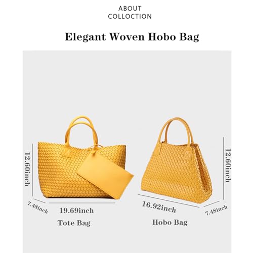 Image of SporGenius Woven Tote Bag Large Vegan Leather Totes Bag, Fashion Handwoven Purses for Women