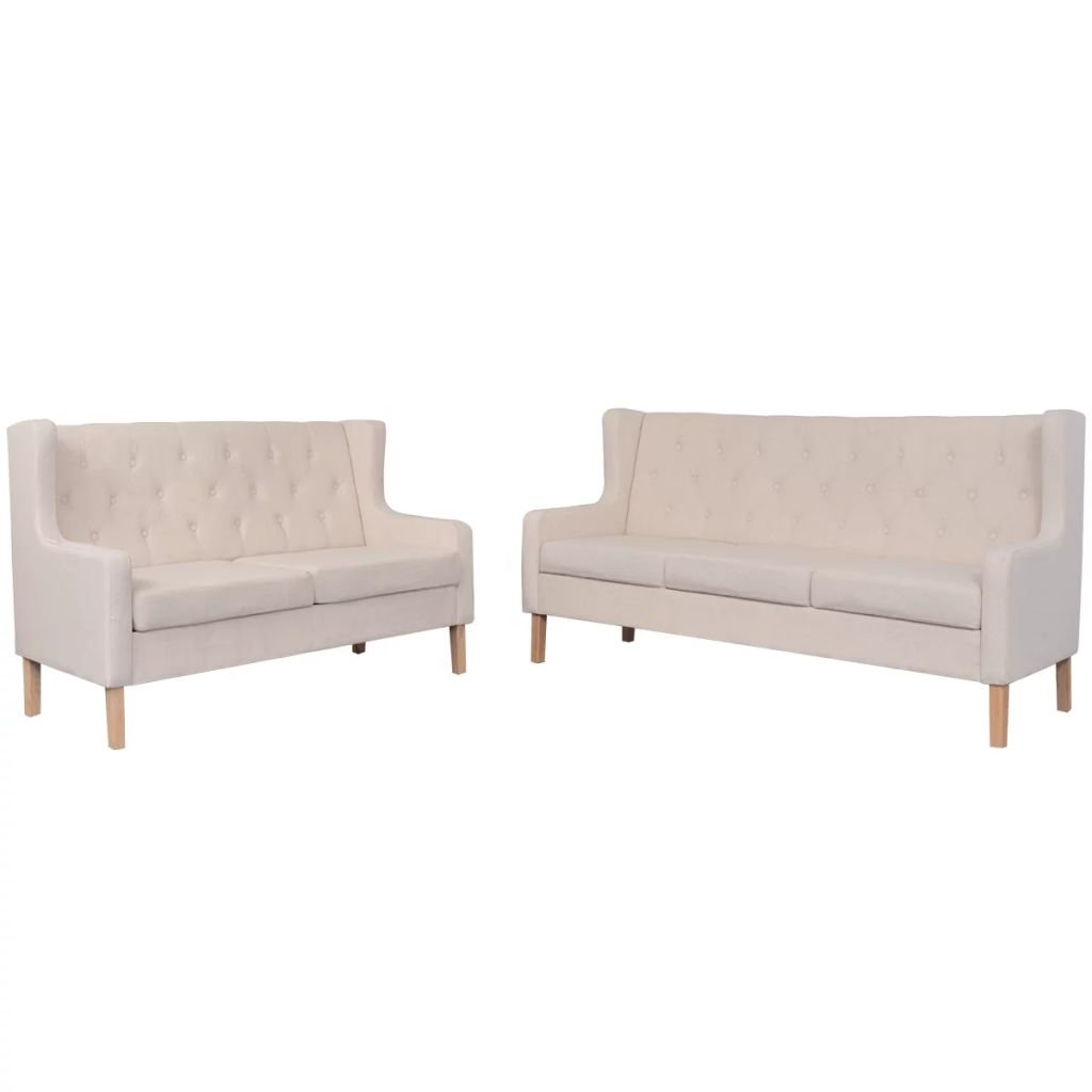 GuyAna Conjunto de sofás 2 Piezas Tela Blanco Crema Sofas De Salon Sofa Cama Chaise Longue