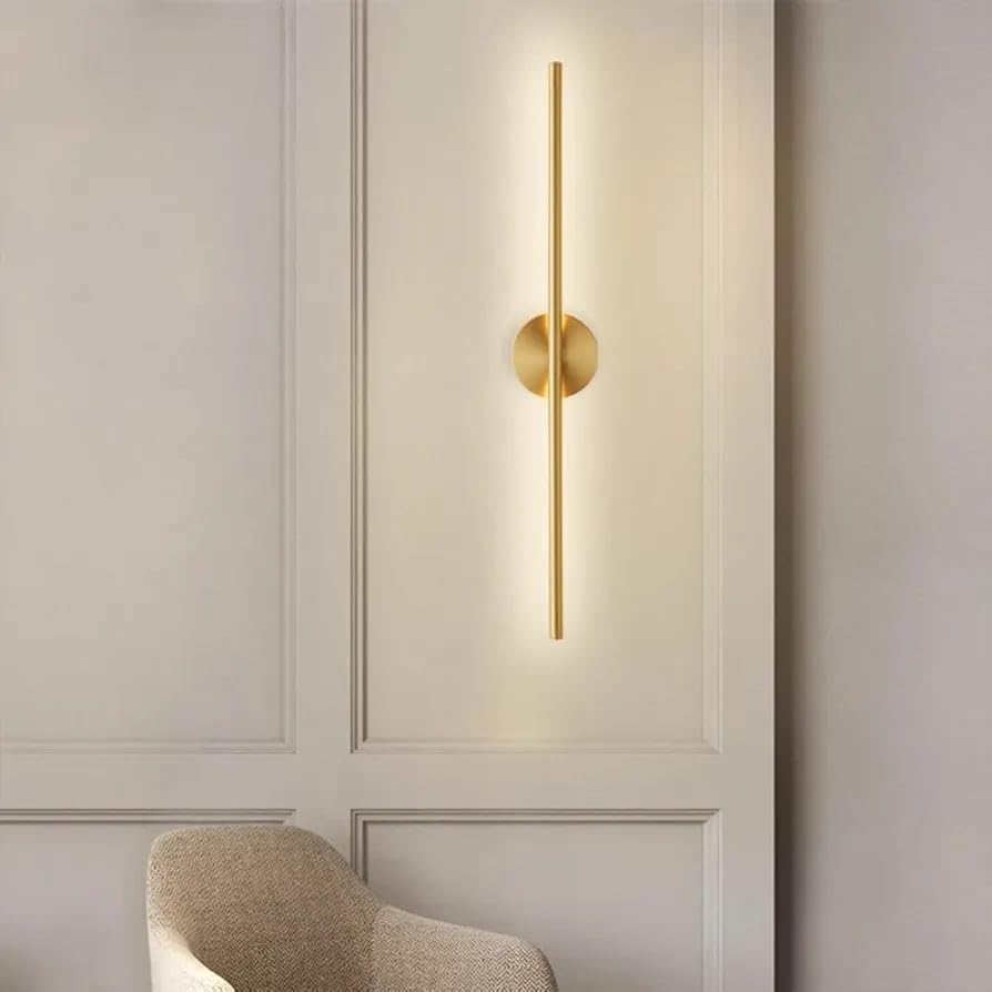 Image of Glowave Modern 600mm LED Long Tube Center Base Wall Light - Tricolour | Warm White, White, Natural White | (Golden)