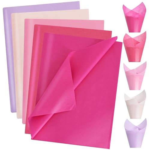 Image of BEISHIDA 100 Sheets Pink Series Tissue Paper Bulk, Wrapping Tissue Paper for Gift Bags, 14 x 20 Inch Gift Wrap for Valentine Birthday Wedding Graduation DIY Crafts Holiday Flowers(Pink Series)