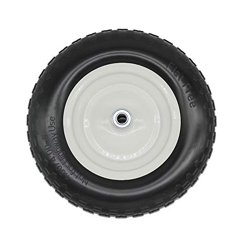 BAIVE BW 4.80/4.00-8\" Solid Wheelbarrow Tire Non-Slip Flat Free Wheel with 6\" Iron Hub, 5/8\" Bearings(Comb Stripe-B) - Thumbnail 4