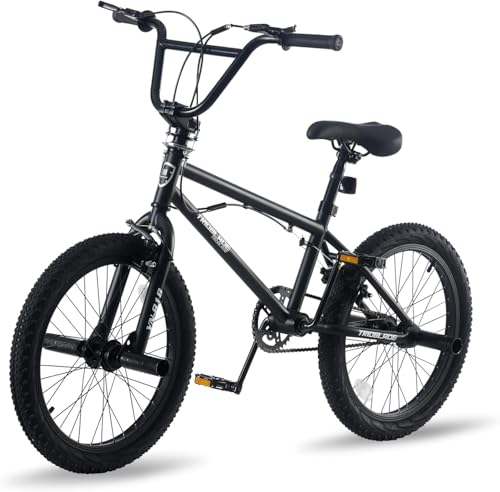 LSLIFE 20 Zoll BMX Bike für Jungen Mädchen & Erwachsene Freestyle BMX Fahrrad mit 360 Grad Rotierendem Lenker U-Brake Professionelles Stunt Bike für Jugendliche Erwachsene Street Park