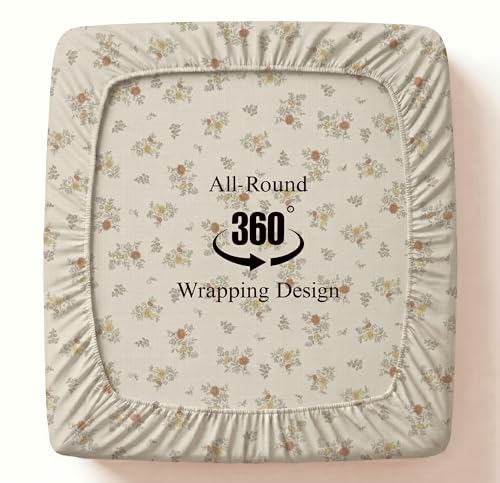 Image of BSB HOME 240 TC Cotton Feel Fitted Bedsheet for Double Bed, All-Round Elastic Deep Pocket, Soft Breathable Wrinkle Resistant & Skin Friendly Bed Sheet, Easy Care, 72 x 72 + 10 Inches - Muted Amber