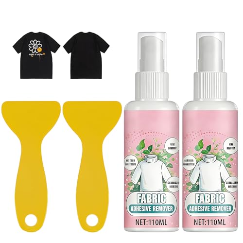Lwezgi Flockentferner Beflockung Textilien 110ml x 2 Flockentferner mit 2 Schaber Einfach Anzuwenden Schnell und Schonend für Textilien Baumwolle Polyester Nylon