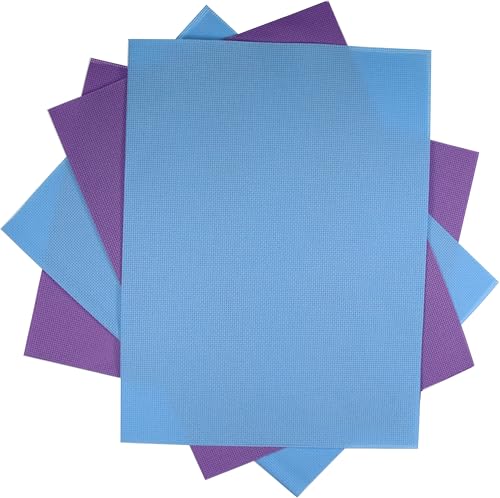 Image of KCS 4 /6 pc of 12 inch x 18 inch 30cmx45cm 16CT Counted Cotton Aida Cloth Cross Stitch Fabric (Lavender+Light Blue, 4 pc)
