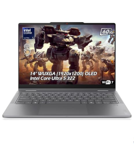 Image of Lenovo Yoga 7i 2-in-1 w /Ultra 5 322, 14 inch WUXGA OLED 100% DCI-P3 HDR 60Hz Touch Display, 16G LPDDR5x, 1TB SSD, Wi-Fi 7, Backlit KB, FP Reader, Win11, Luna Grey, w /USB Hub, W /GaLiMu