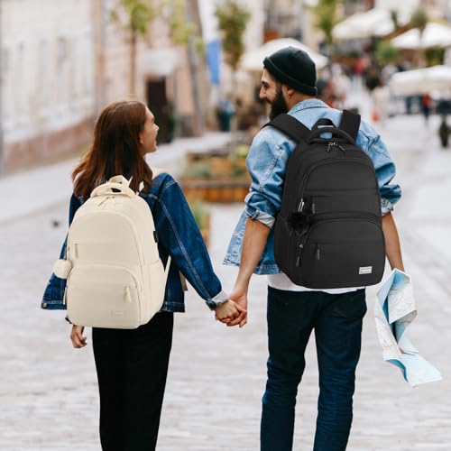 Image of YAMTION 17.3 Inch Black School Backpack for Women,High School Bookbag for Girls Middle School Bags for Kids with Charger Ports for College Work