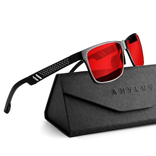 ANYLUV Blue Light Blocking Glasses Men Computer Gaming Glasses Lightweight Al-Mg Metal Anti...