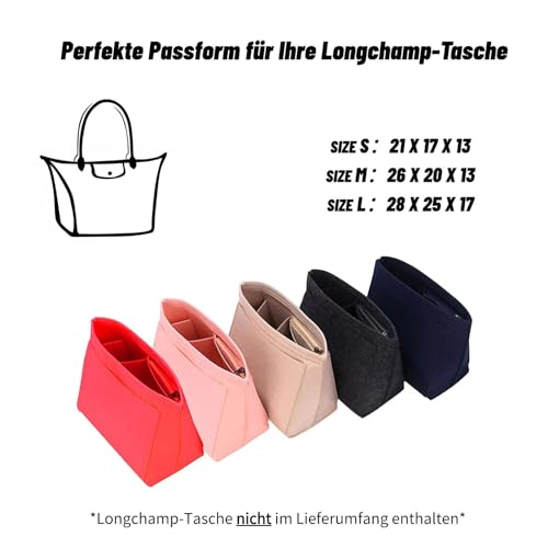 Charinor Premium Taschen Organizer für Longchamp, Taschenorganizer L aus Filz(BeigeL)