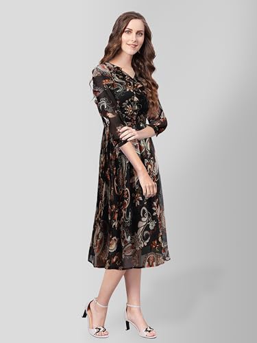 Image of KERI PERRY Women's Georgette Paisley Print Fit & Flared Dress