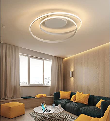 Plafonnier LED salon moderne blanc télécommande intensité variable chambre salle à manger - 4