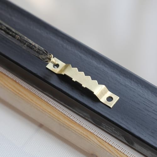 Image of 100 Pack Heavy Duty Sawtooth Picture Hangers with 200 Screws Gold Small Sawtooth Hangers for Picture Frames, Paintings, Artwork, Photos, and Home Decor Gold Sawtooth Picture Frame Hangers