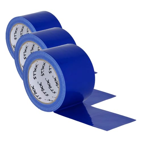 Image of STIKK Duct Tape - Blue Duck Tape - 3 inch x 25 Yards - Heavy Duty Tape for Repairs, Household Projects - for Commercial HVAC and Construction - Effective Heavy Duty Waterproof Duct Tape (Pack of 3)