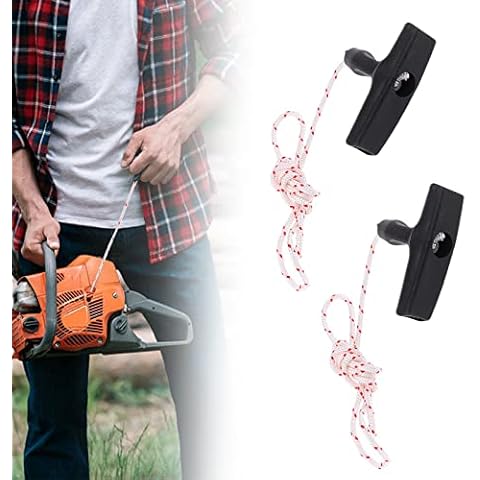 KARELLS Pull Cord For Lawnmower, Recoil Starter Rope, Lawnmower Pull Cord, With 2 Pieces Starter Handle For Lawn Mower Chainsaw Trimmer Edger Brush Cutter Engine Parts Garden Machine Fitting-2 Sets Cover