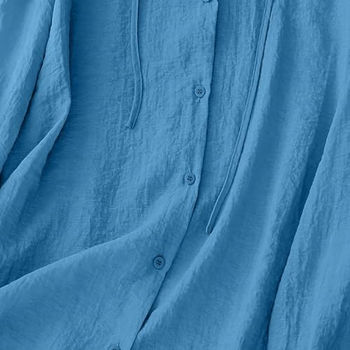 Women's Cotton Linen Sun Protection Shirts Hoodie Long Sleeve Button Down Cardigan Lightweight Summer Cover Up Tops3