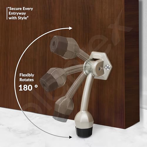 Image of Plantex Door Stopper for Main Door /5-Inch Stopper with Rubber Grip /Stoppers for Wooden Door /Stops for Door - Pack of 4 (Satin)