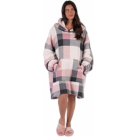 Dreamscene Winter Check Hoodie Blanket for Adults Cover