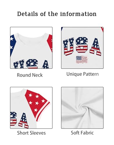 Image of YHHR Boys Girls USA Shirt 250 Anniversary Shirt for Girl 4th of July Shirts Toddler American Flag Patriotic Tee 5-12 Years